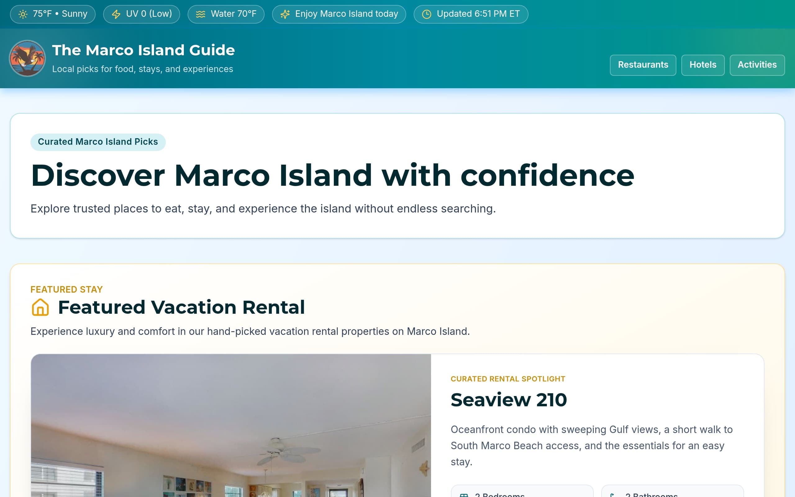 The Marco Island Guide website screenshot
